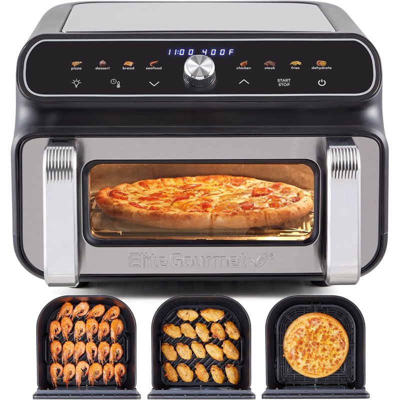 Digital Indoor Grill and Air Fryer Oven, 11L, 1700W, Stainless Steel