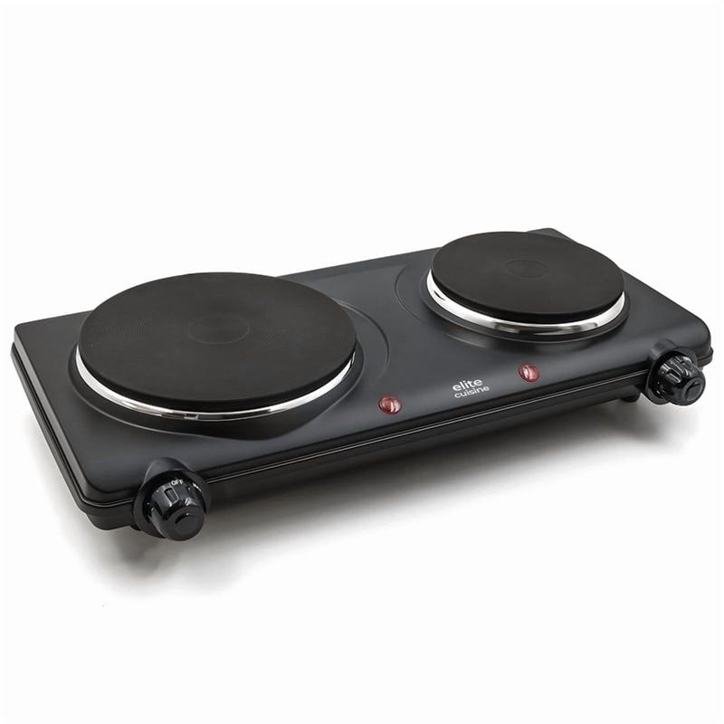 Double Electric Hot Plate with Cast-Iron Burners - Portable Cooking Stove