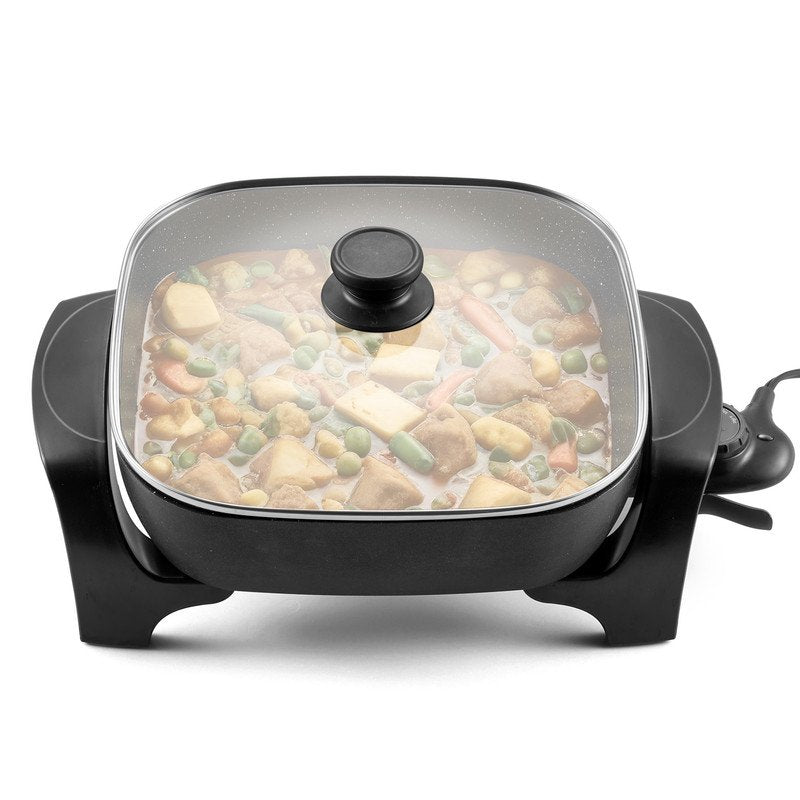 Extra-Deep Electric Skillet - 12" x 12" Non-Stick Cooking Pan