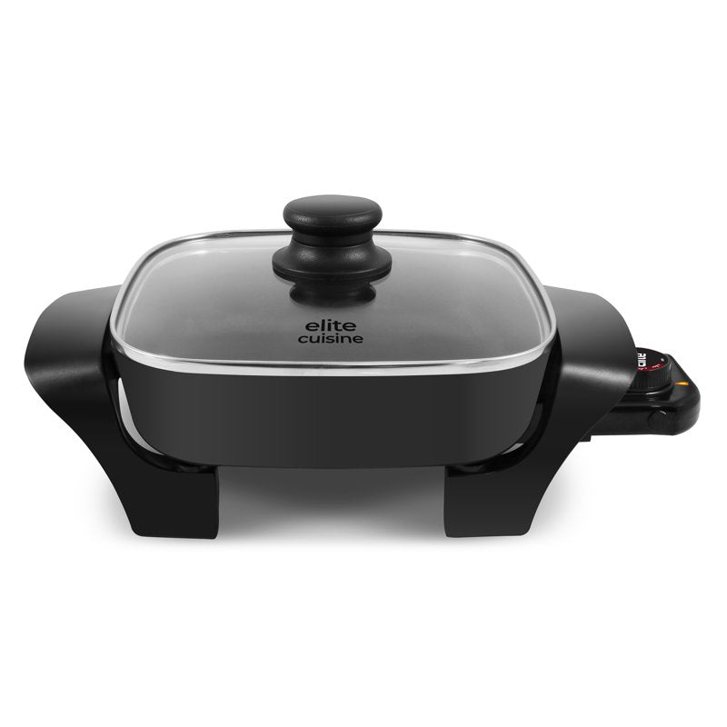 8-Inch Non-Stick Electric Skillet with Tempered Glass Lid, 600W