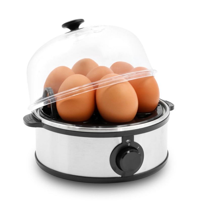 Automatic Stainless Steel Egg Cooker - 7-Egg Capacity with Poaching Tray