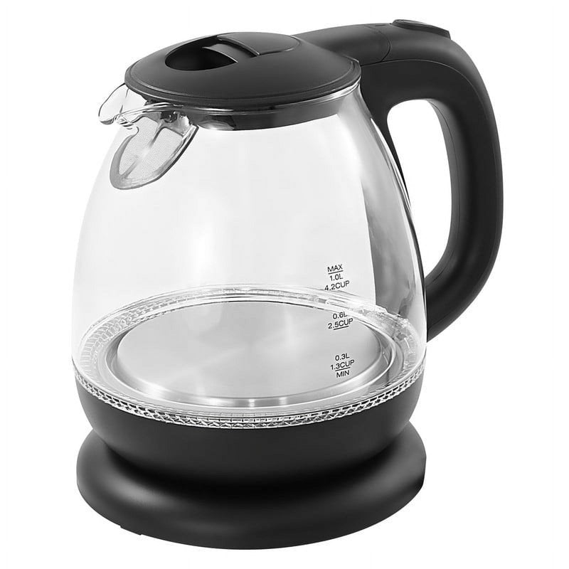 1L Electric Glass Water Kettle with LED Light and Auto Shut-Off