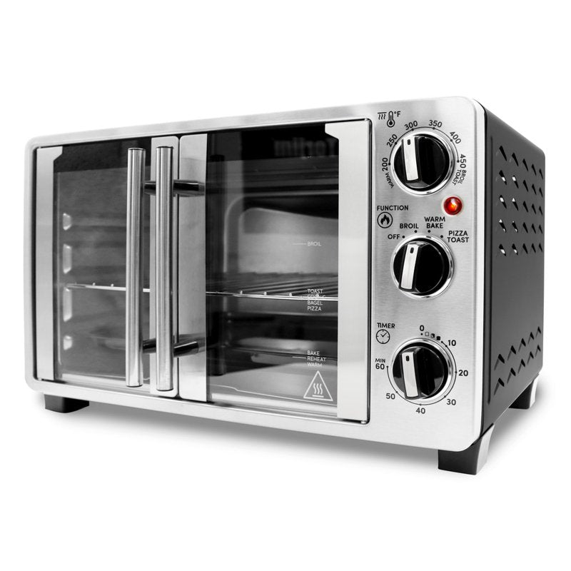 25L Double French Door Countertop Toaster Oven, Stainless Steel - 12" Pizza