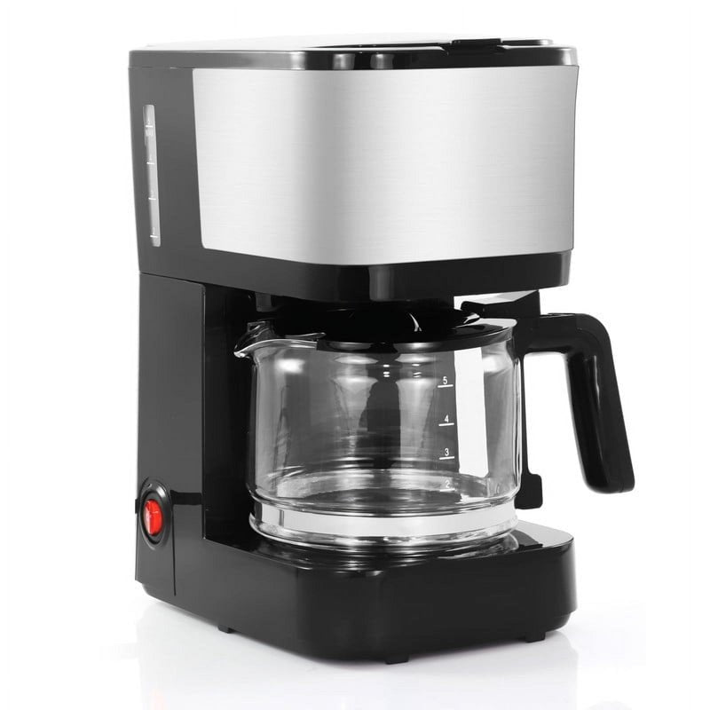 5-Cup Compact Coffee Maker - Stainless Steel Finish with Reusable Filter
