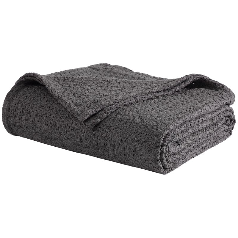 Grand Hotel Woven Cotton Blanket Full/Queen Dark Gray - Elegant Hotel-Inspired Bedding