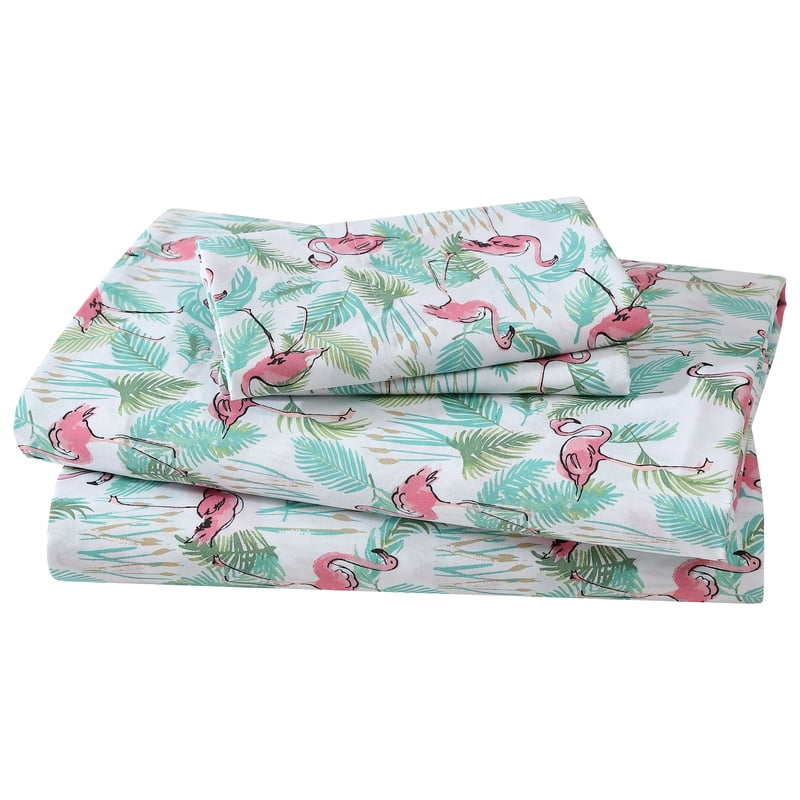 King Coastal Print Microfiber Sheet Set - Flamingo Paradise
