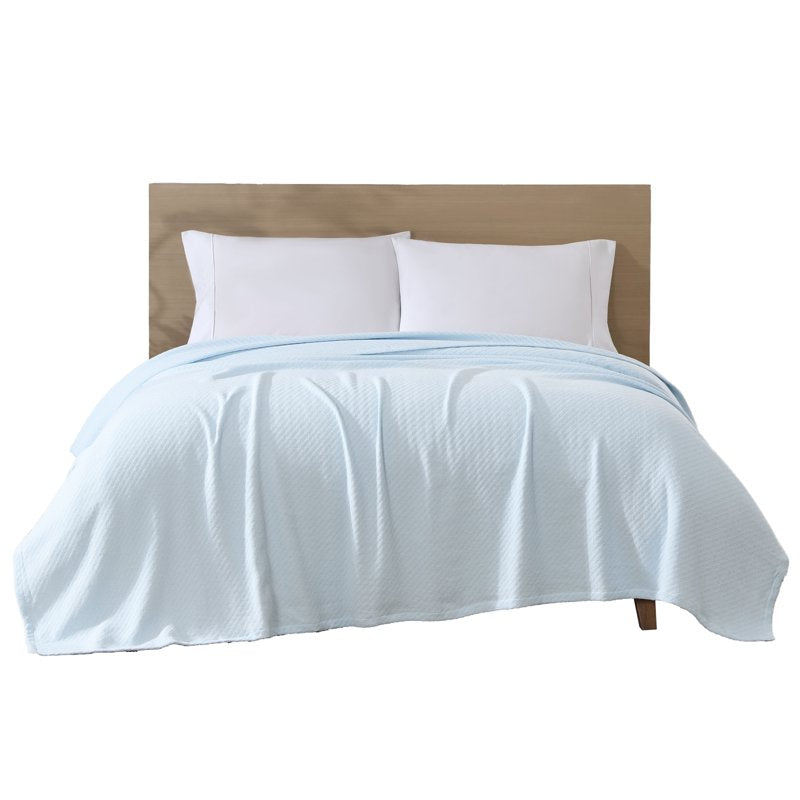 Organic Cotton Blanket Full/Queen Ice Blue - GOTS Certified Eco-Friendly Bedding