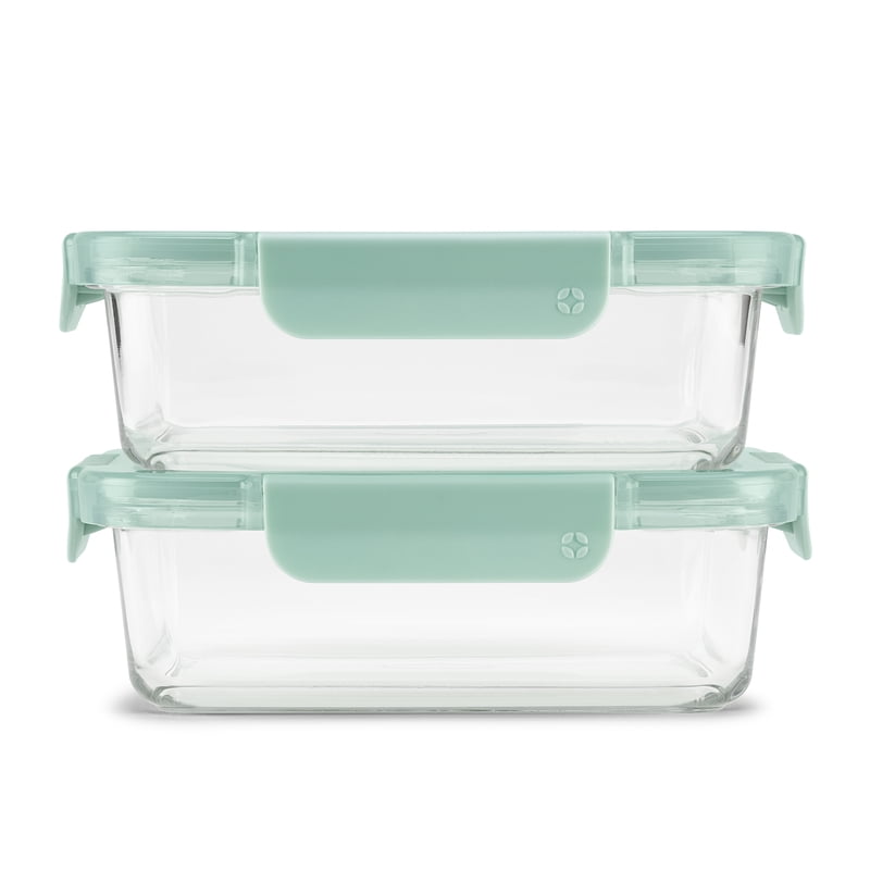 Glass Meal Prep Containers - 3.4 Cup 2-Pack with Locking Lids