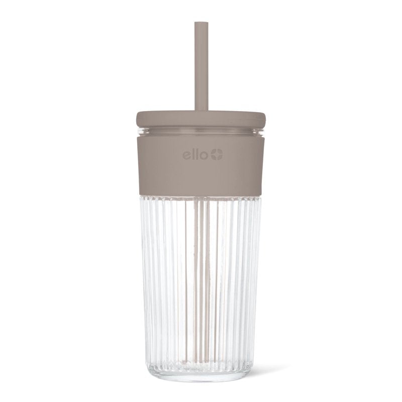 18oz Glass Tumbler with Silicone Grip - Warm Gray