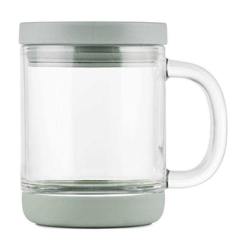 12oz Glass Travel Mug with Lid - Sage Color