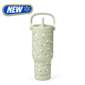 Oasis Go 24oz Stainless Steel Tumbler with Top Handle - Green Daisies