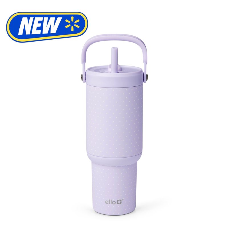 24oz Stainless Steel Tumbler with Handle & Straw - Pinpoint Purple, Dots
