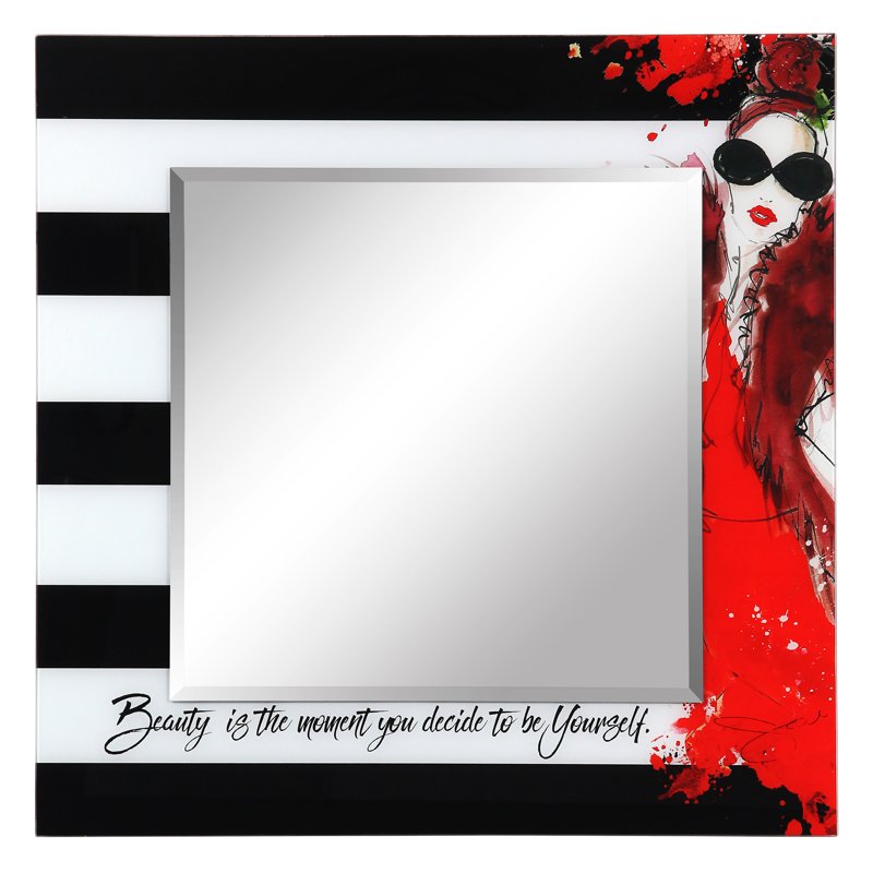 Fashion 24-Inch Square Beveled Wall Mirror with Tempered Art Glass - Variation of THIS listing