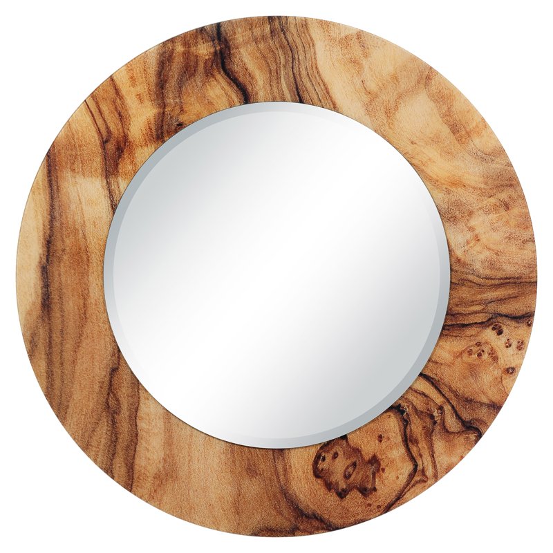 Wall Mirror with Beveled Glass and Abstract Art Print - 36 x 36 - Variation of Forest