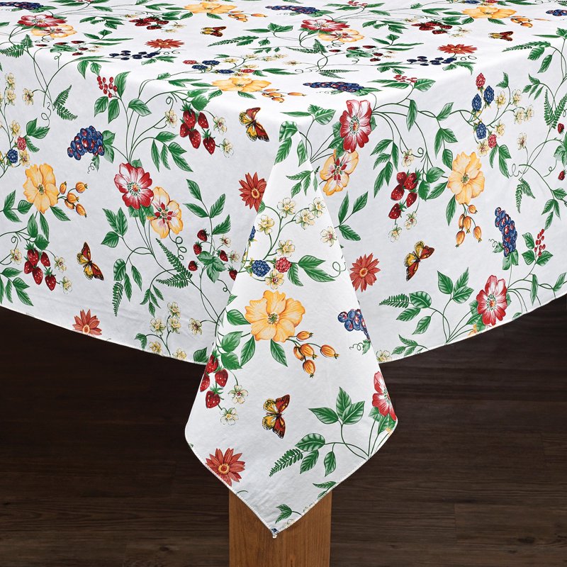 Enchanted Garden Multicolor Vinyl Tablecloth 52" x 70"