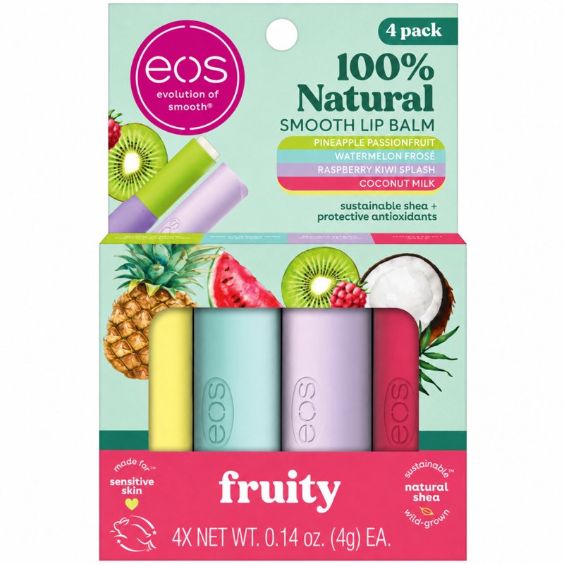 Natural Lip Balm Sticks - Fruity Flavored Moisturizing Shea Butter Set