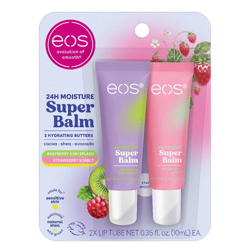 24-Hour Moisture Lip Balm Treatment Set - Strawberry & Raspberry Kiwi
