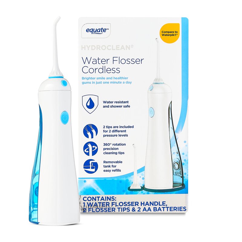 Cordless Water Flosser with Removable Tank & 2 Pressure Tips - White