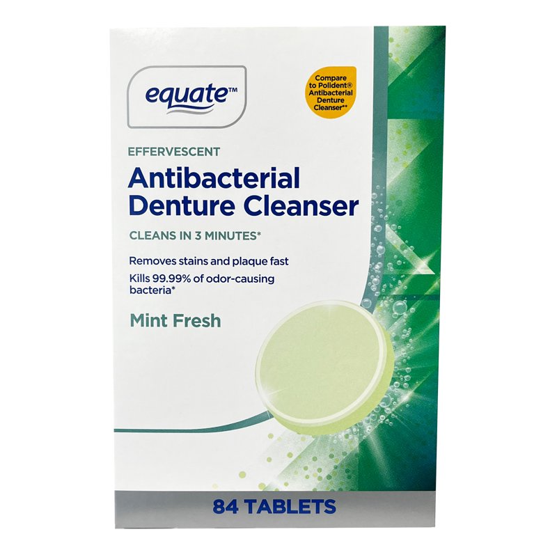 Antibacterial Denture Cleanser Tablets - Mint Fresh, 84 Count
