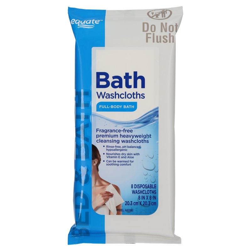 Heavyweight Fragrance-Free Bath Washcloths - Hypoallergenic, 8 Count