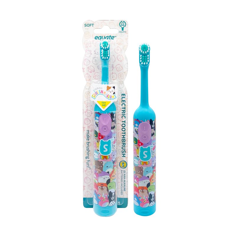 Kids Oscillating Electric Toothbrush - Soft Bristles, Blue Squishmallows