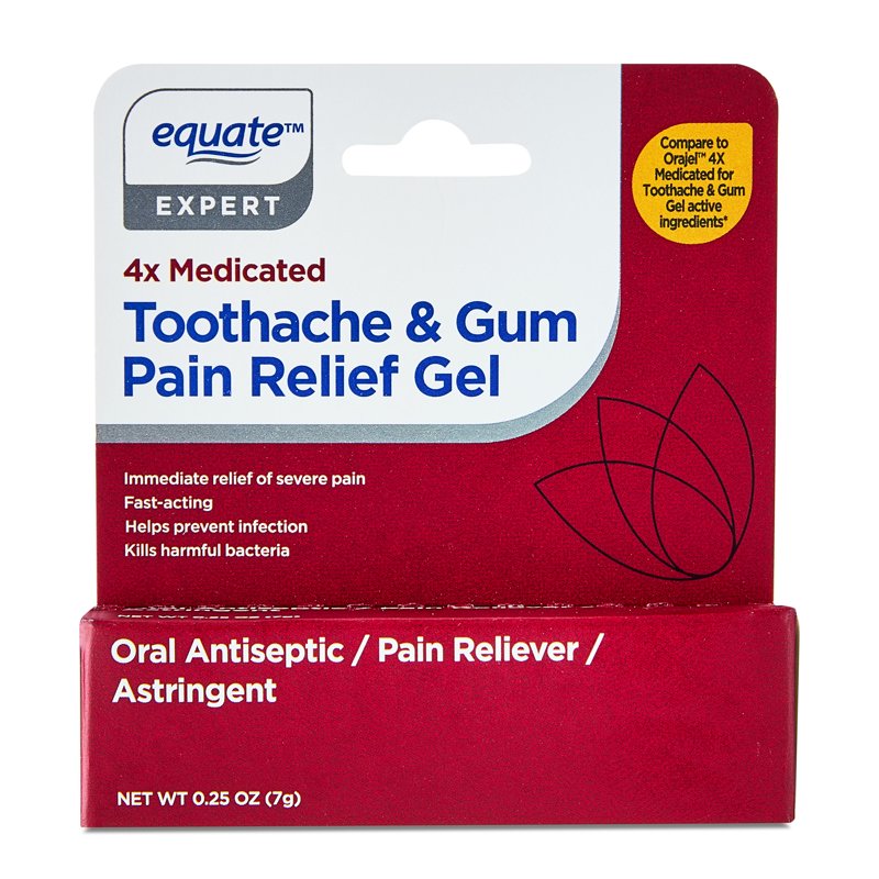 4X Medicated Toothache and Gum Pain Relief Gel, 0.25 oz