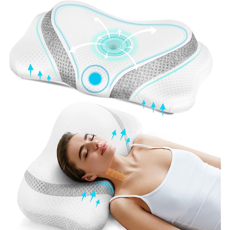 Ergonomic Memory Foam Neck Pillow with Washable Cover - Support & Pain Relief