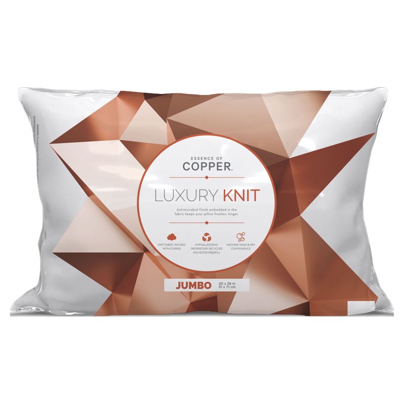 Copper-Infused Luxury Bed Pillow 2-Pack - Standard/Queen, Hypoallergenic Support