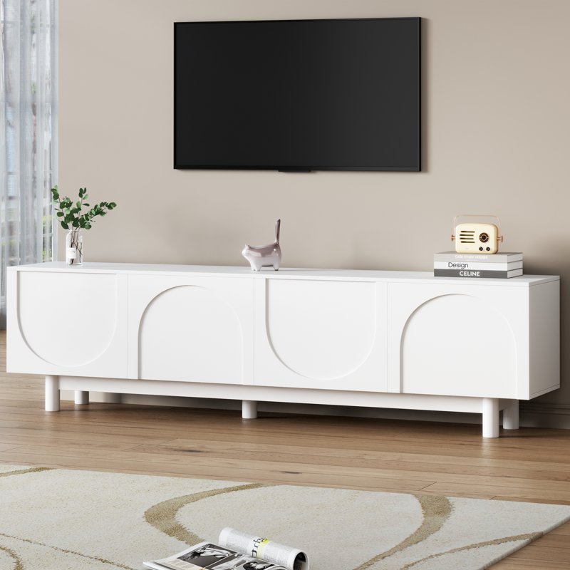Modern Arched Door TV Stand with Adjustable Shelves & Cable Management