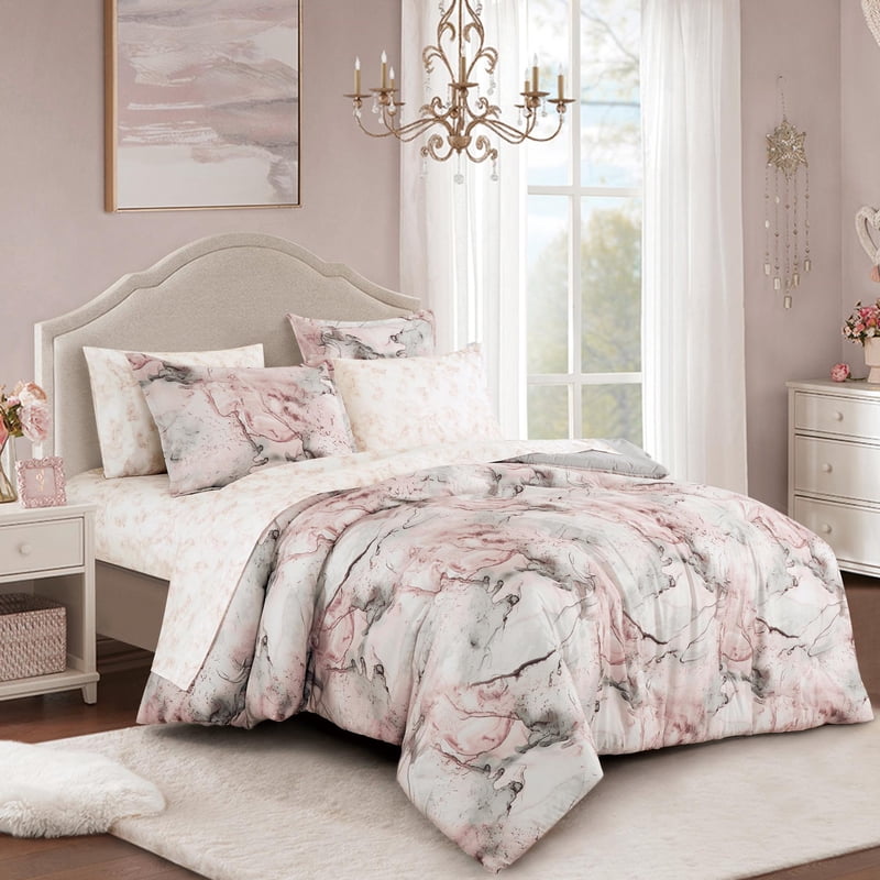 EvJK 7-Piece Twin XL Comforter Set - All-Season Soft Polyester Bedding