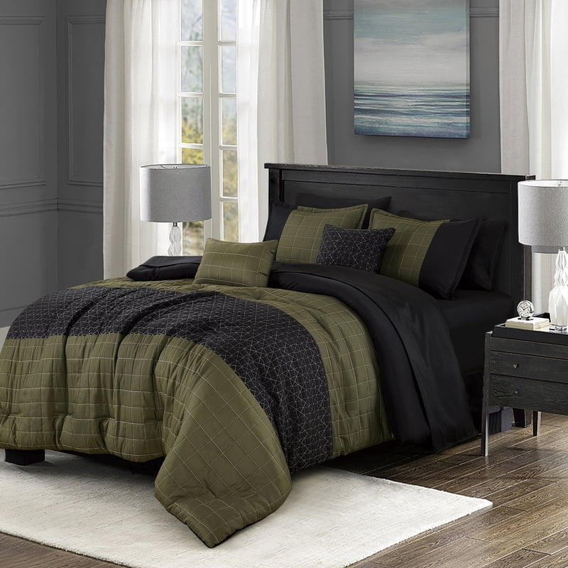 Queen Size Embroidered Comforter Set with Sheets – 9-Piece Bedroom Bedding