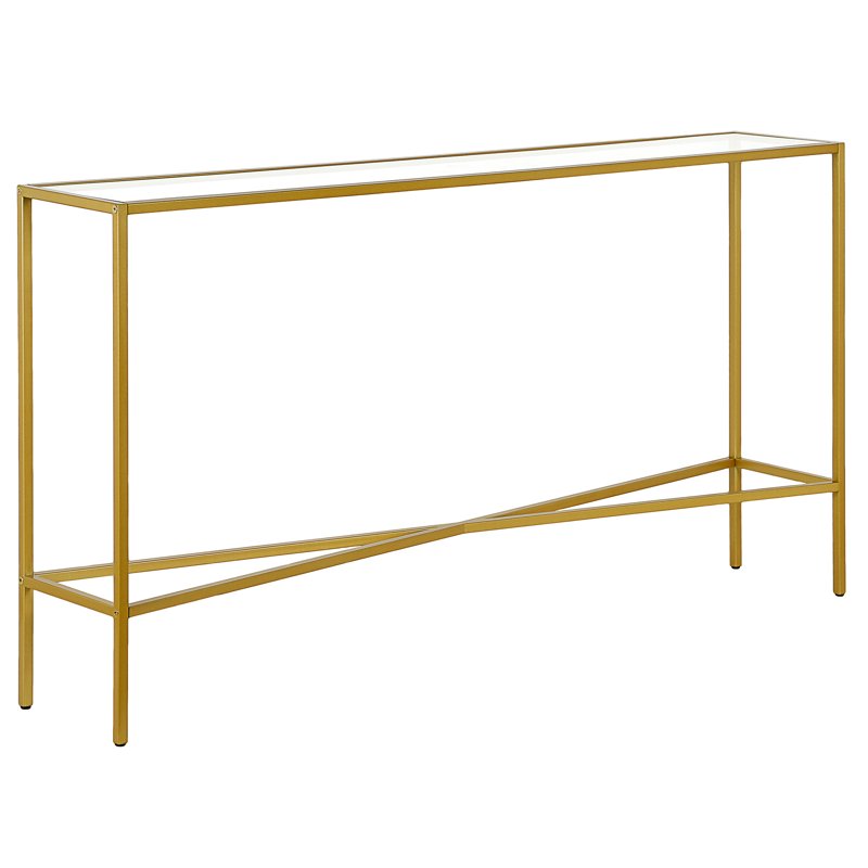 55" Wide Rectangular Console Table with Glass Top - Multiple Colors