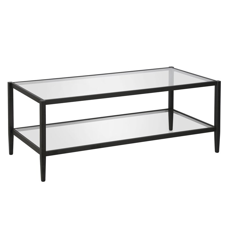 Rectangular Coffee Table with Glass Shelf - Modern Chic Design