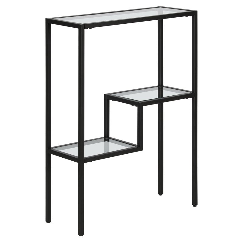 Modern 22" Wide Rectangular Console Table with Glass Shelves