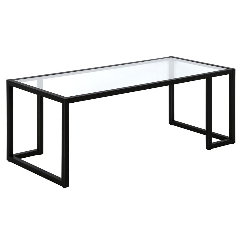 Modern Rectangular Coffee Table with Tempered Glass Top