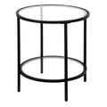 20" Wide Round Side Table with Glass Shelf - Blackened Bronze