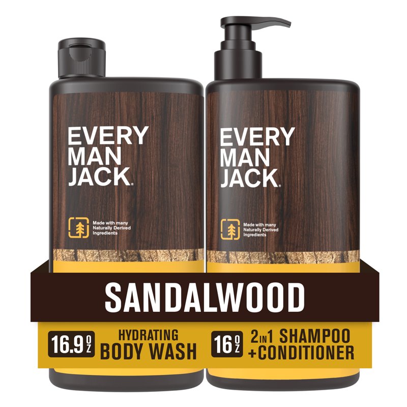 Sandalwood Body Wash and 2-in-1 Shampoo Conditioner Set for Men