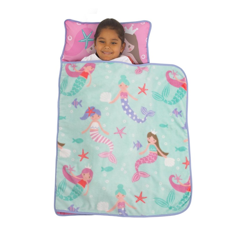 Kids Mermaid Toddler Nap Mat with Pillow & Blanket - Preschool Girl