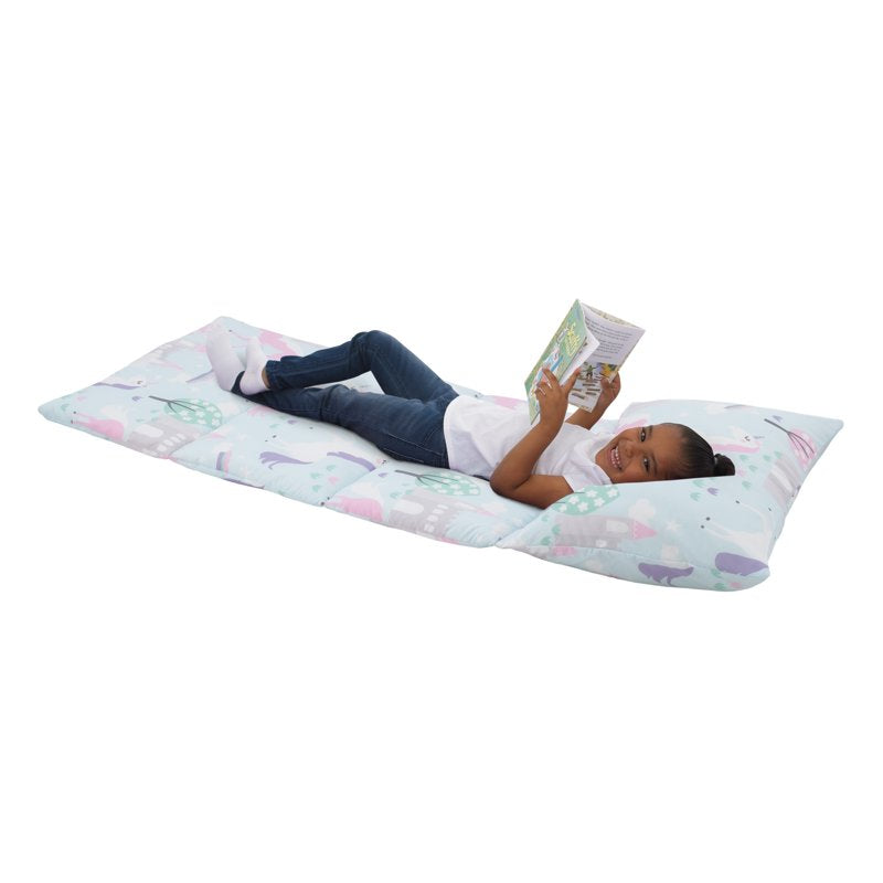 Kids Pink Unicorn Nap Mat with Attached Pillowcase - Toddler & Preschool