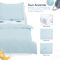 Toddler Bed Set with Organic Cotton Fitted Sheet & Comforter - Space Adventure Arctic Blue