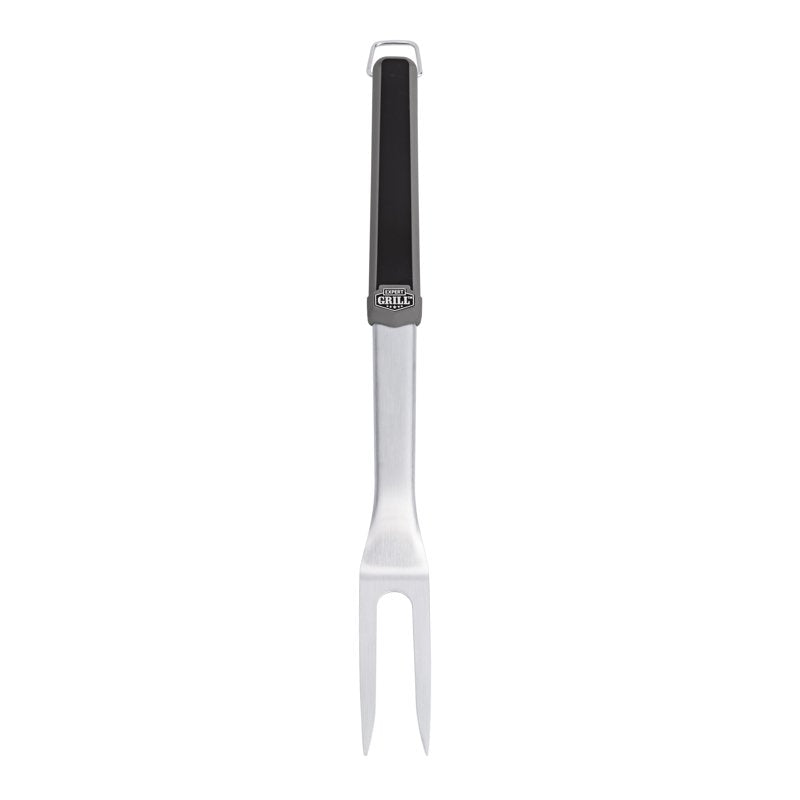 Stainless Steel Grilling Fork with Ergonomic Handle - Black & Gray