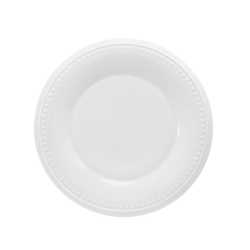 Nevaeh White Classic Bead 9.75" Round Bone China Salad Plate