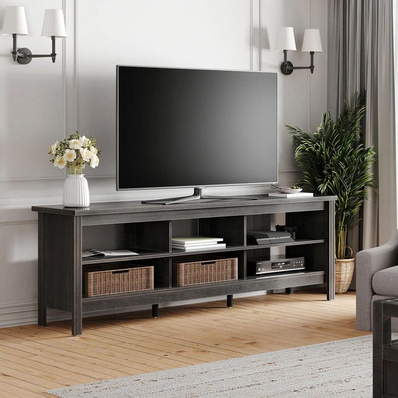 70-Inch TV Stand for TVs Up to 75 Inches - Black Entertainment Center
