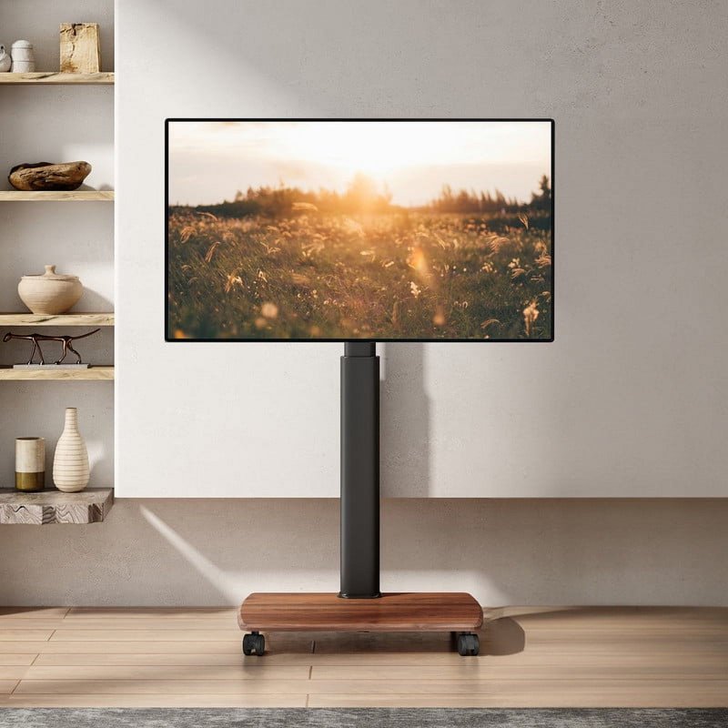 Mobile TV Stand for 32-65 Inch TVs with 360° Wheels - Walnut