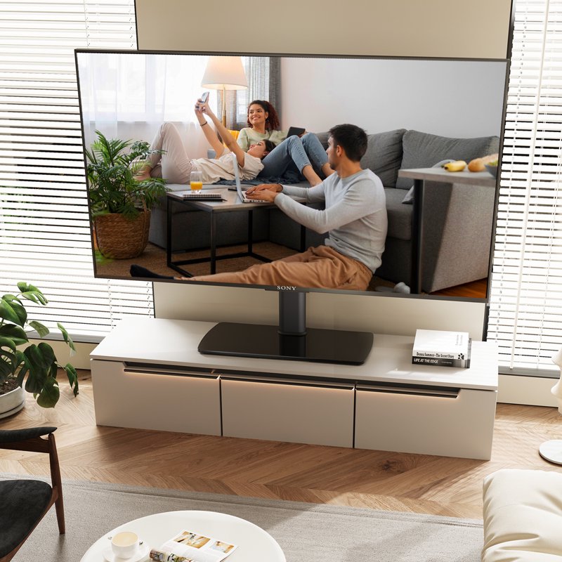 Universal Table Top TV Stand for 43-80 Inch TVs - Swivel Design