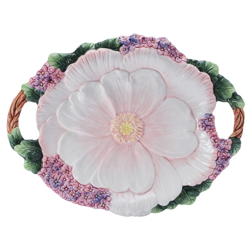 Jardin 19-Inch Large Earthenware Platter with Handles