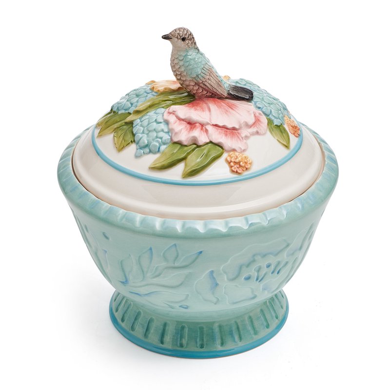 Meadow Ceramic Cookie Jar - Hand-Painted Floral Design
