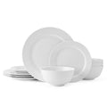 Nevaeh White Classic Rim 12-Piece Bone China Dinnerware Set
