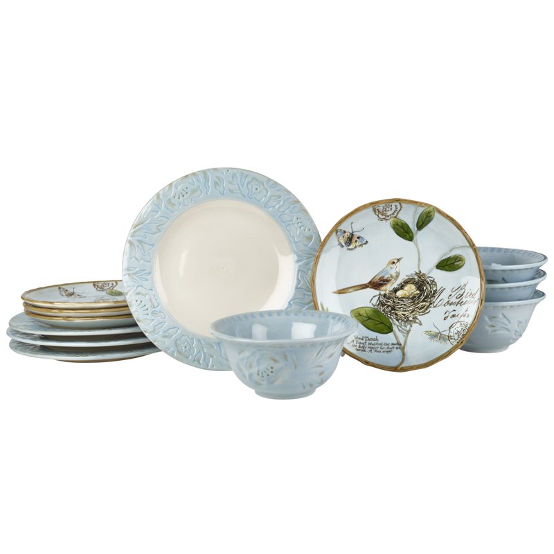 Toulouse 12-Piece Blue Dinnerware Set - Service for 4
