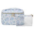 2-Piece Floral Train Case Set with Clear Pouch for Travel Organization
